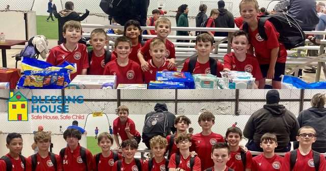 2011 Boys Team White and 2014 Boys Team Red collected items for the Blessing House