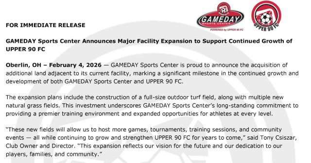 GAMEDAY Sports Center Announces Major Facility Expansion